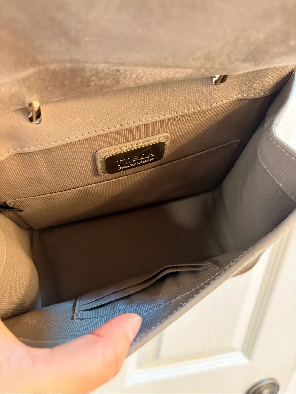 Furla Saffiano Leather Top-Handle Satchel with Gold Hardware